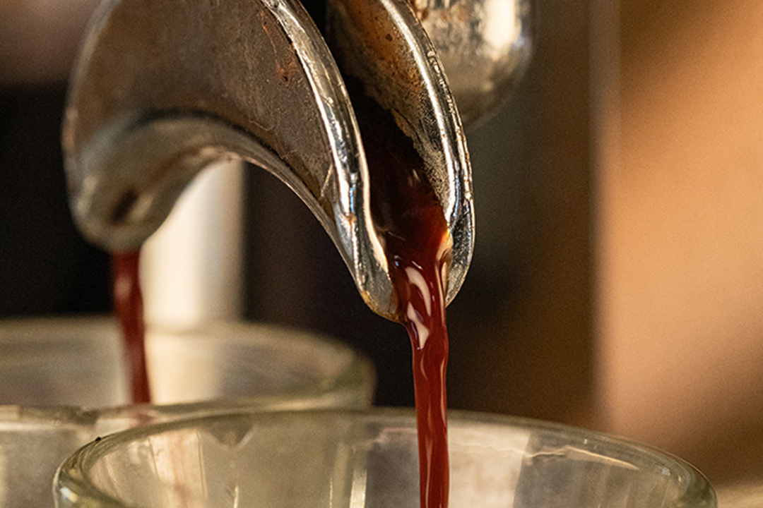 Arabic coffee pouring into a cup at Sedara